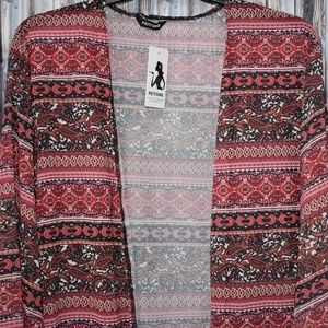 FeiTong Long Sleeve Sheer Long Kimono Duster XXXL